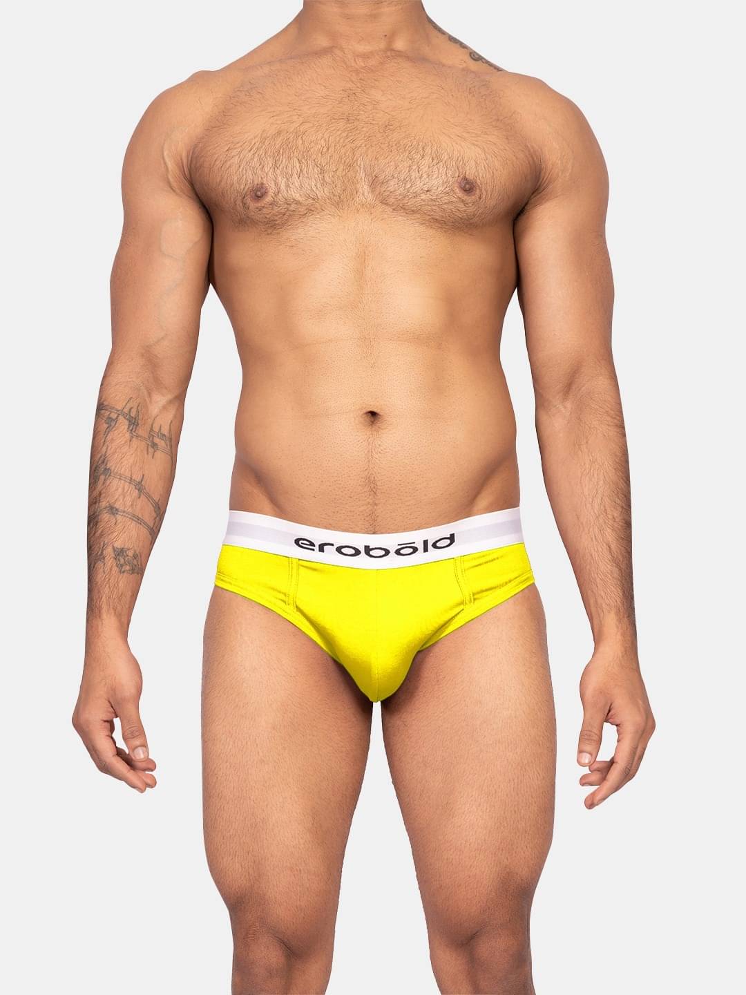 EROBOLD Pack of 1 Cotton Briefs For Men's ( Yellow )     			EROBOLD Pack of 1 Cotton Briefs For Men's ( Yellow )