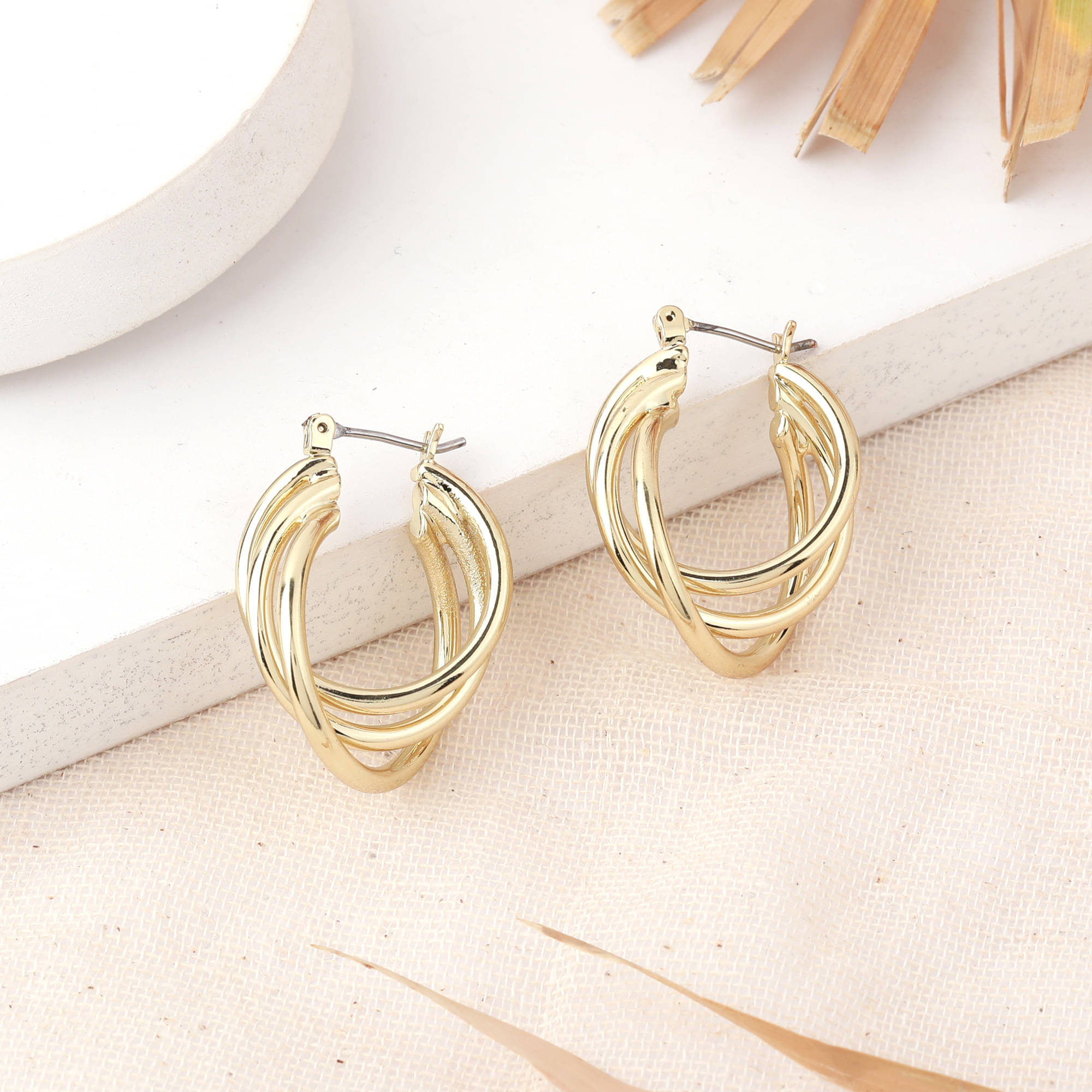 Estele Golden Hoops Earrings ( Pack of 1 ) Estele Golden Hoops Earrings ( Pack of 1 )