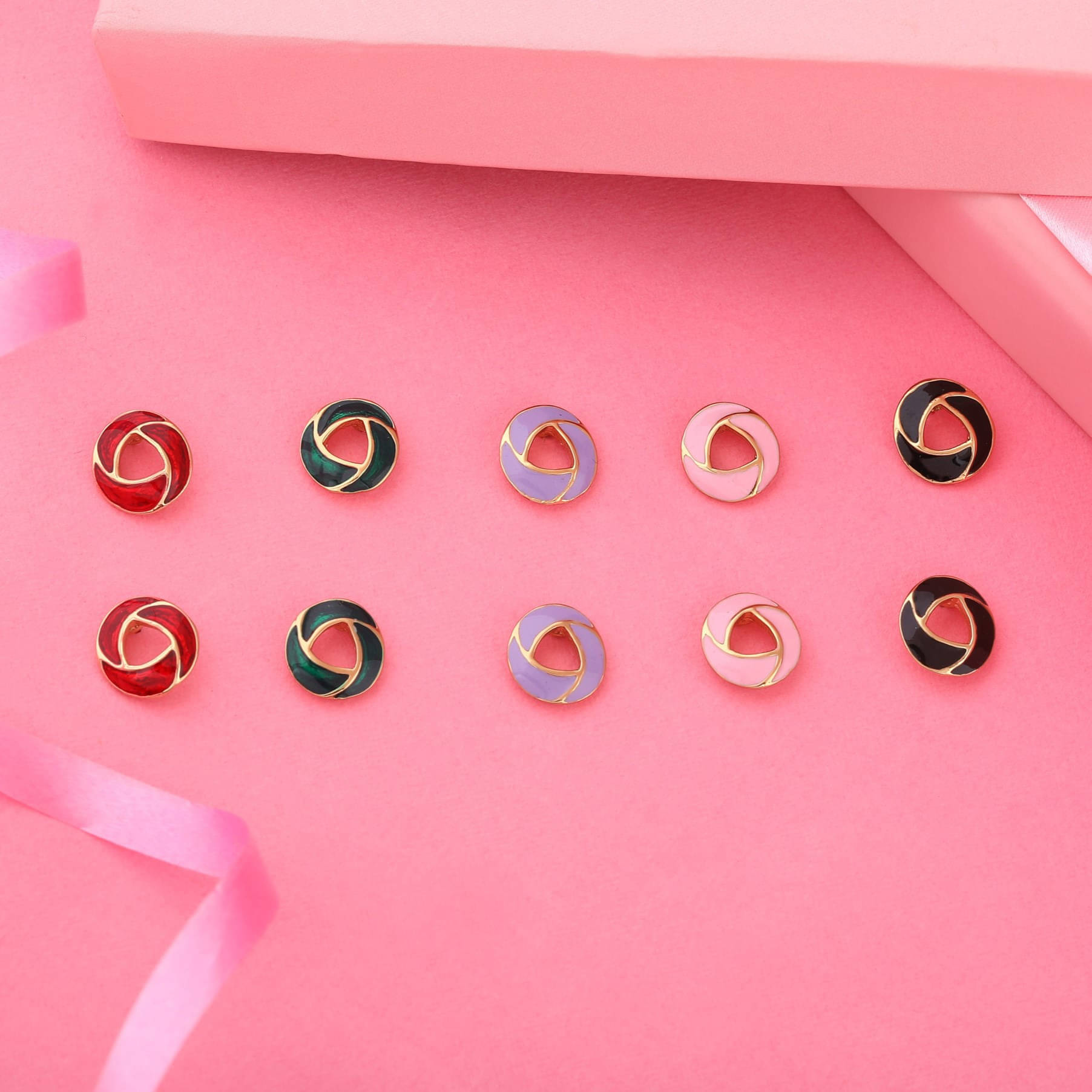     			Estele Multi Color Stud Earrings ( Pack of 5 )