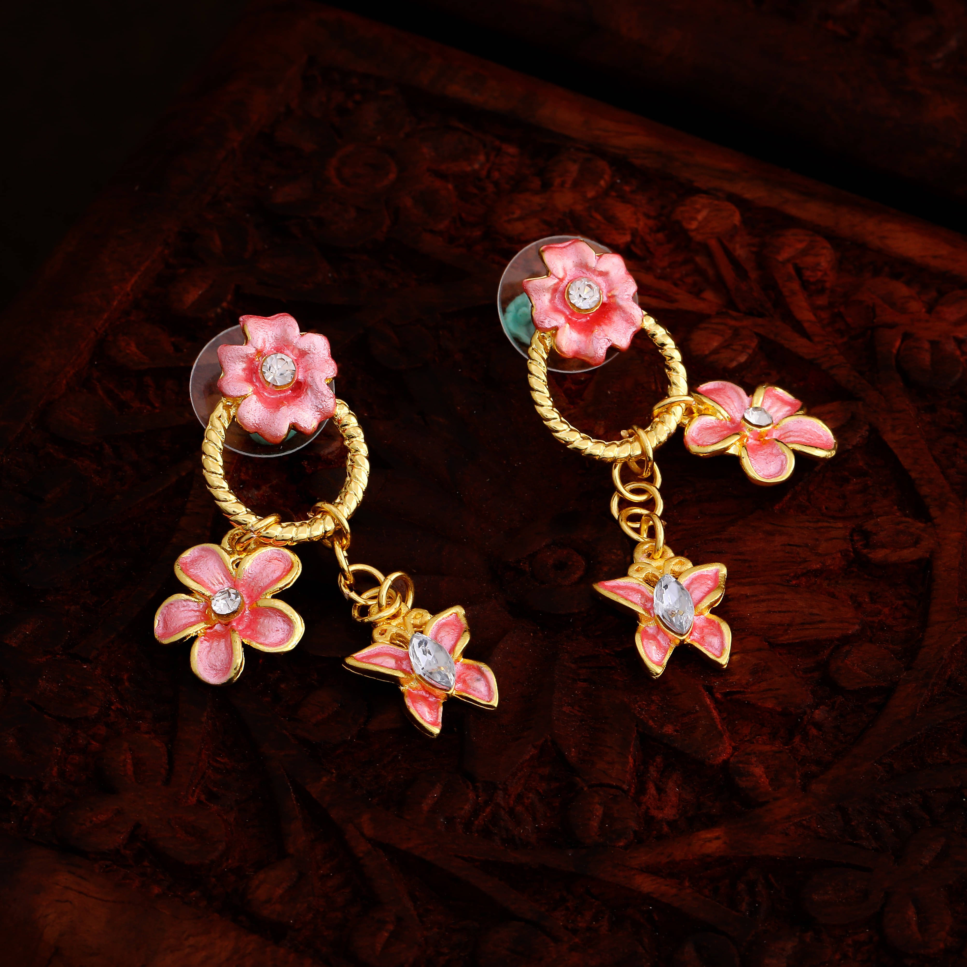     			Estele Pink Danglers Earrings ( Pack of 1 )