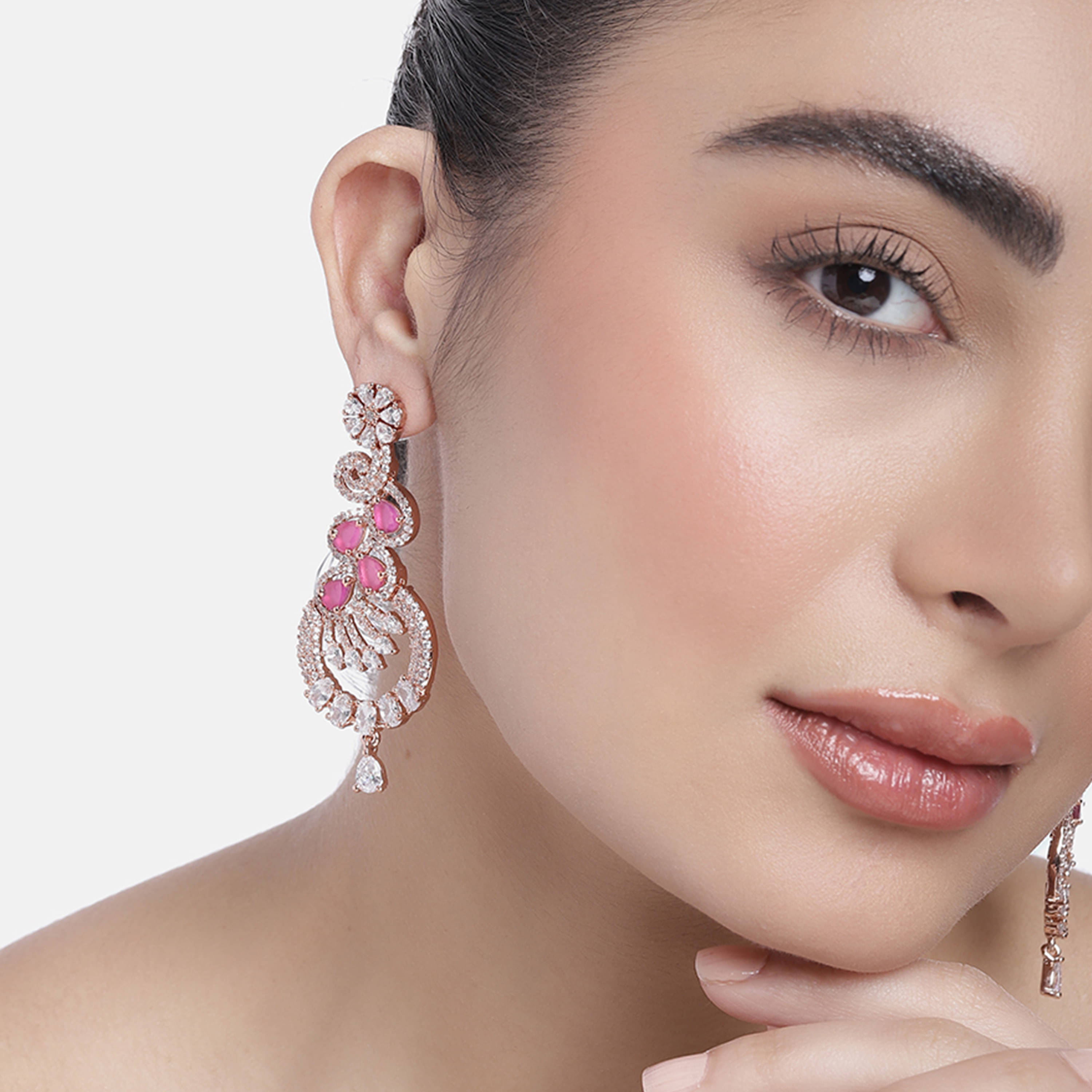     			Estele Pink Danglers Earrings ( Pack of 1 )