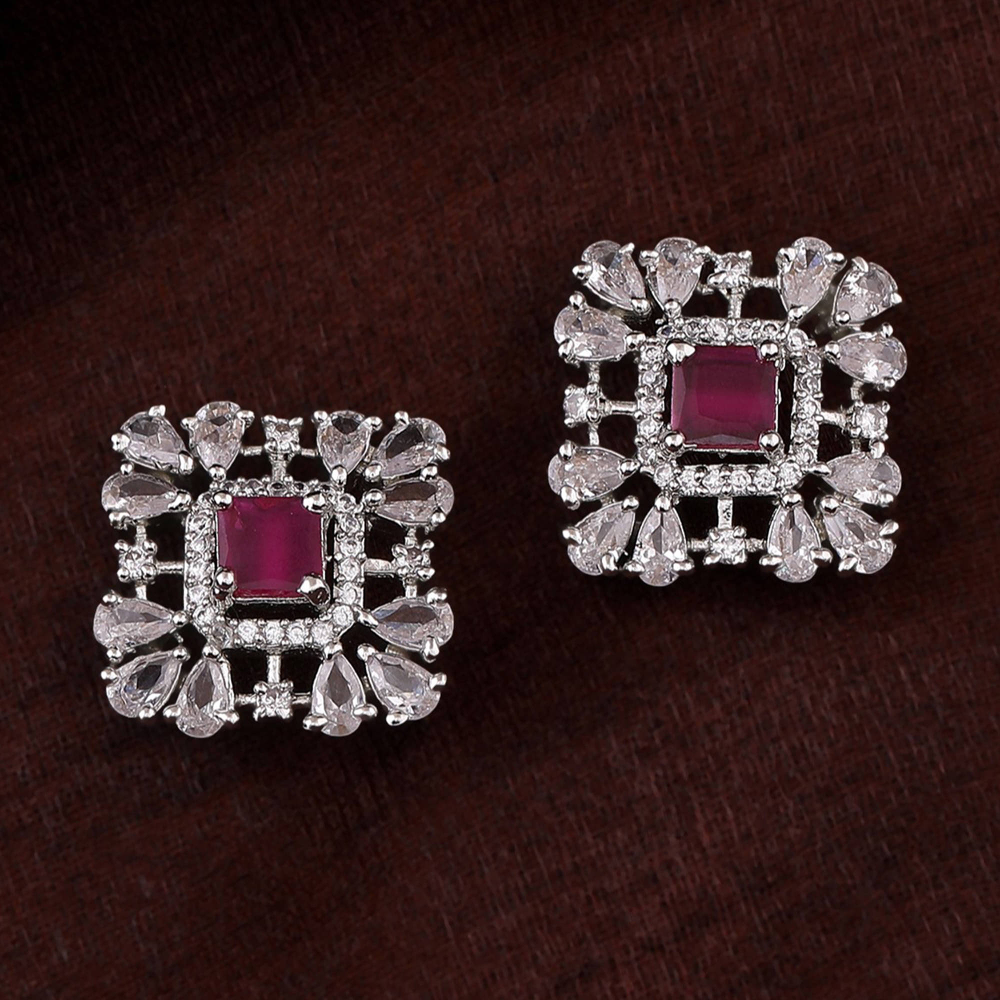     			Estele Pink Stud Earrings ( Pack of 1 )