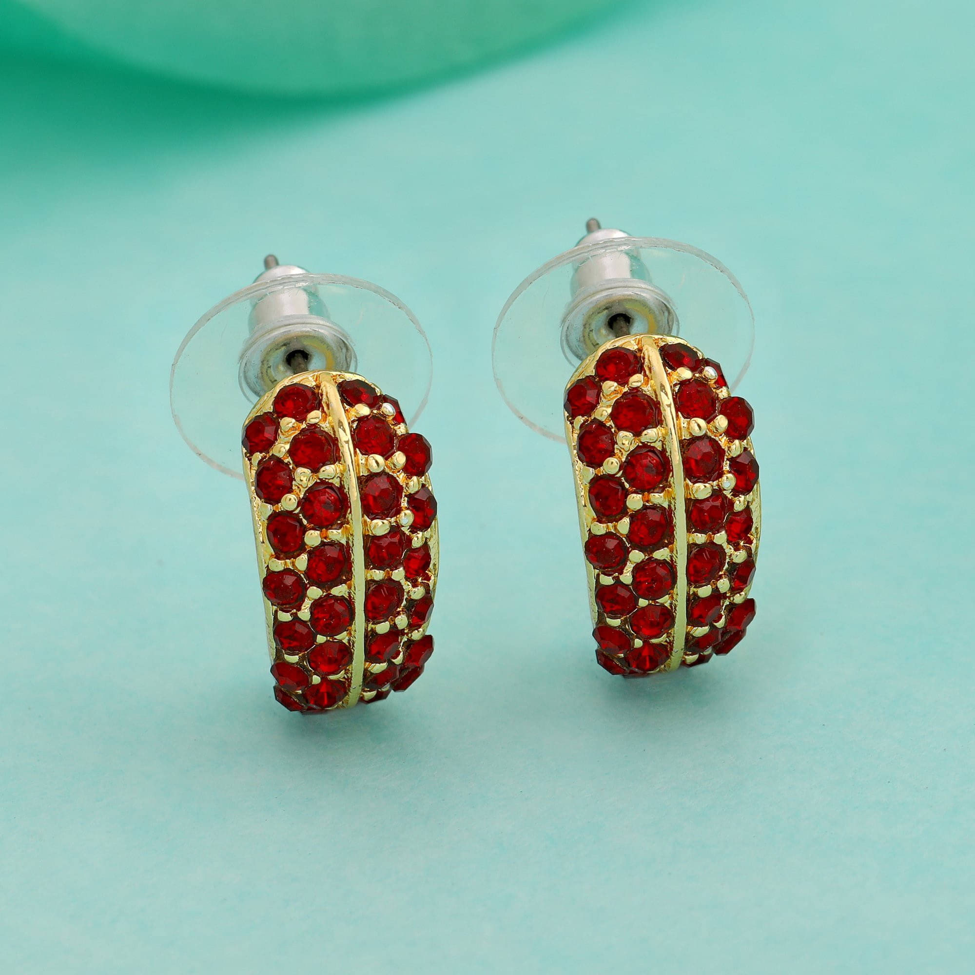     			Estele Red Hoops Earrings ( Pack of 1 )