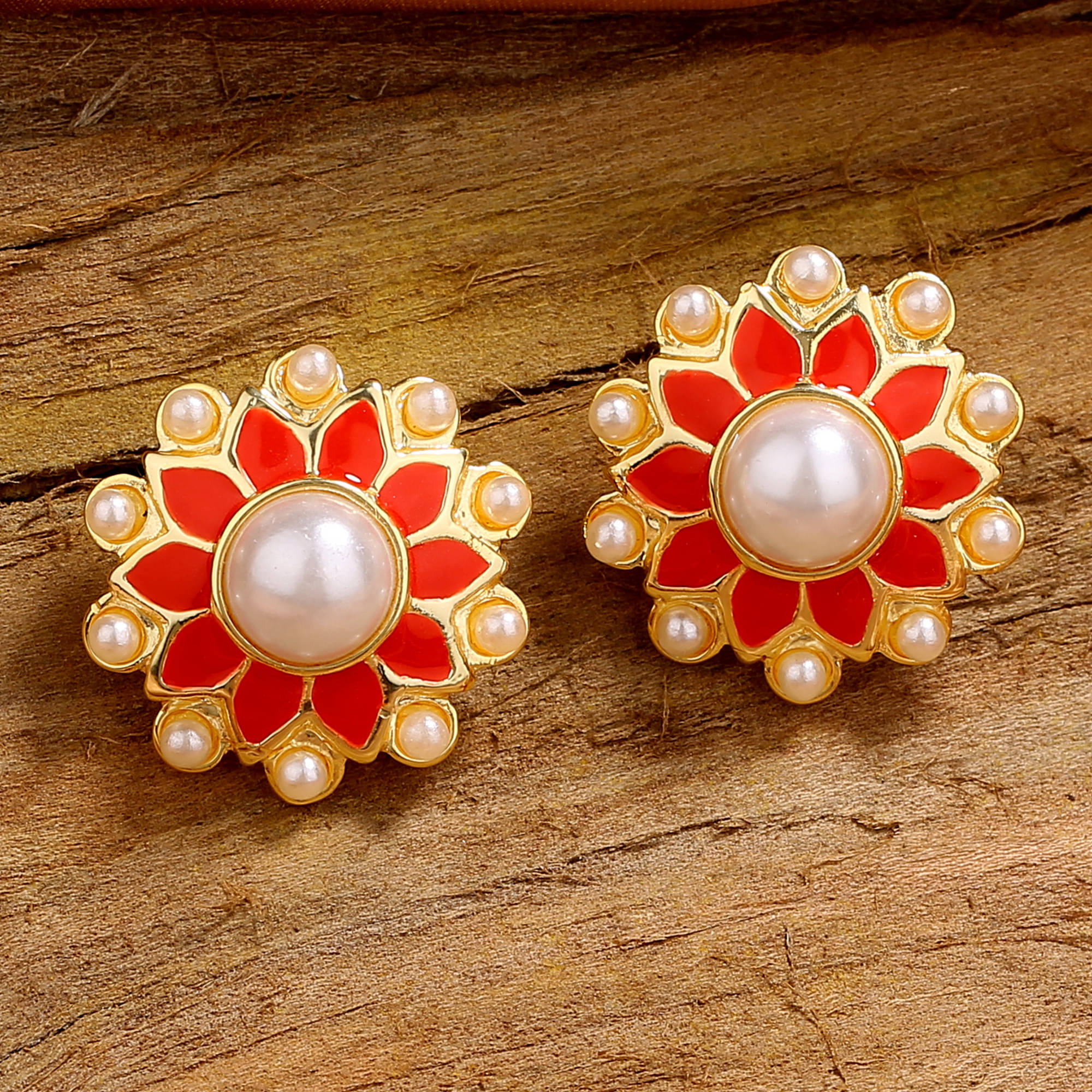     			Estele Red Jhumki Earrings ( Pack of 2 )