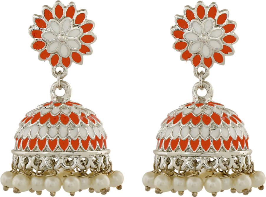     			Estele Red Jhumki Earrings ( Pack of 1 )
