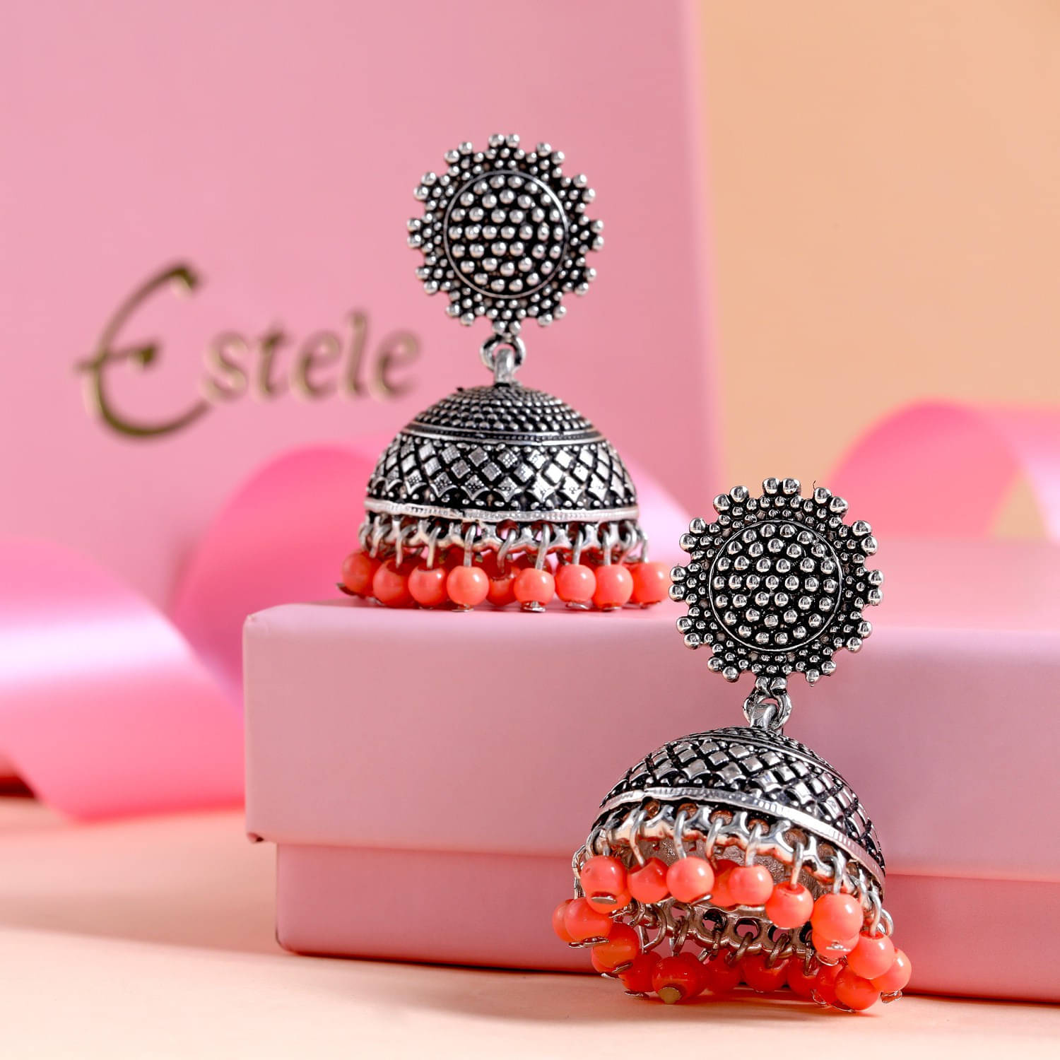     			Estele Silver Jhumki Earrings ( Pack of 1 )
