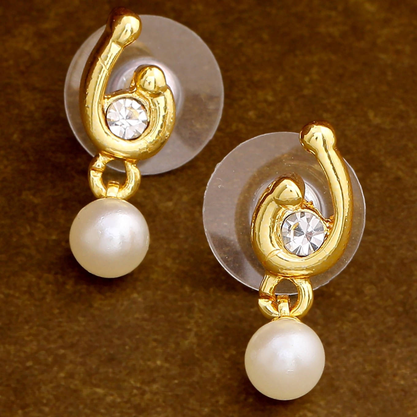     			Estele White Danglers Earrings ( Pack of 1 )