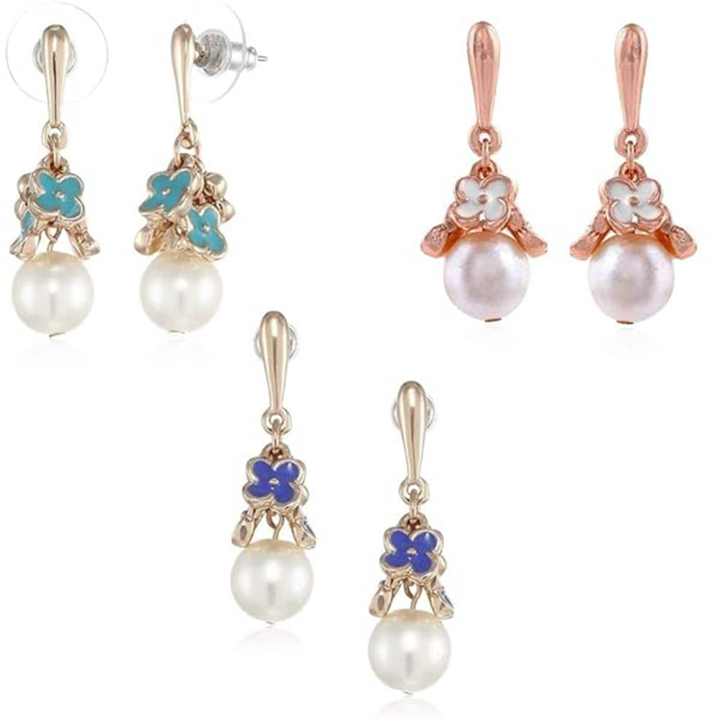     			Estele White Danglers Earrings ( Pack of 1 )