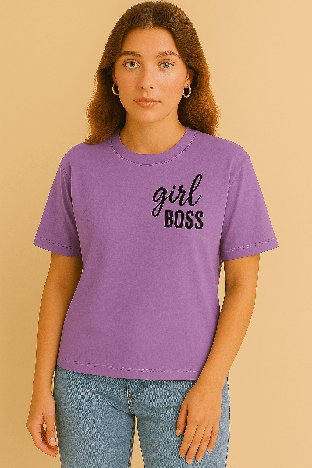GARYNOY Women Cotton Blend Printed Oversized Round Neck T-Shirt ( Lavender ) GARYNOY Women Cotton Blend Printed Oversized Round Neck T-Shirt ( Lavender )