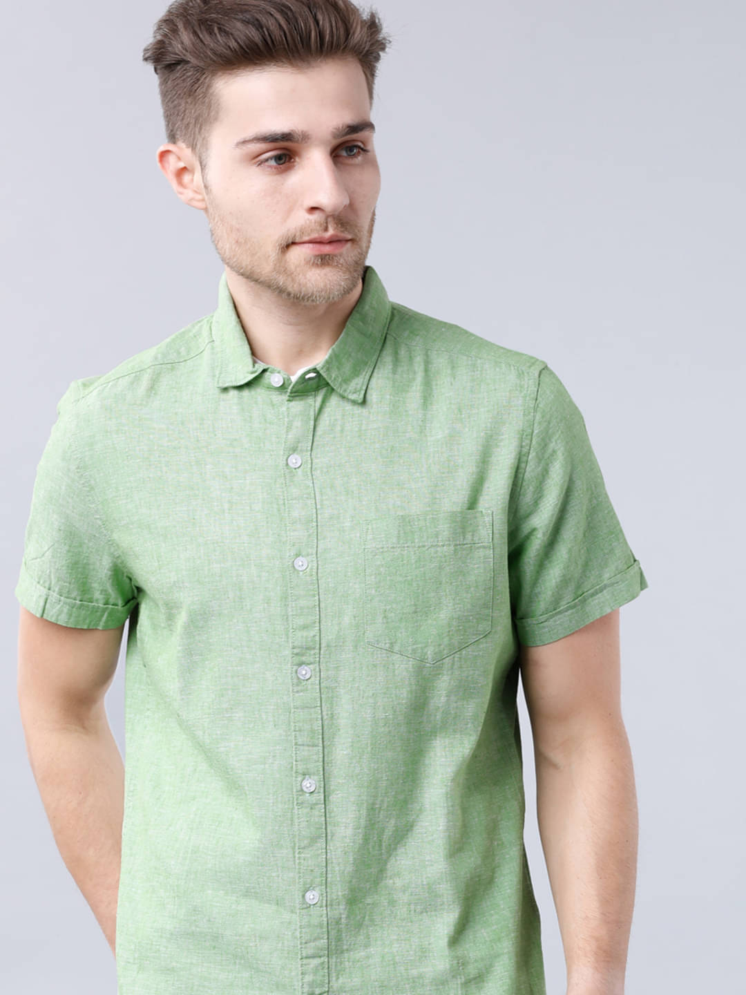 Highlander 100% Cotton Slim Fit Solids Half Sleeves Men's Casual Shirt - Green ( Pack of 1 ) Highlander 100% Cotton Slim Fit Solids Half Sleeves Men's Casual Shirt - Green ( Pack of 1 )