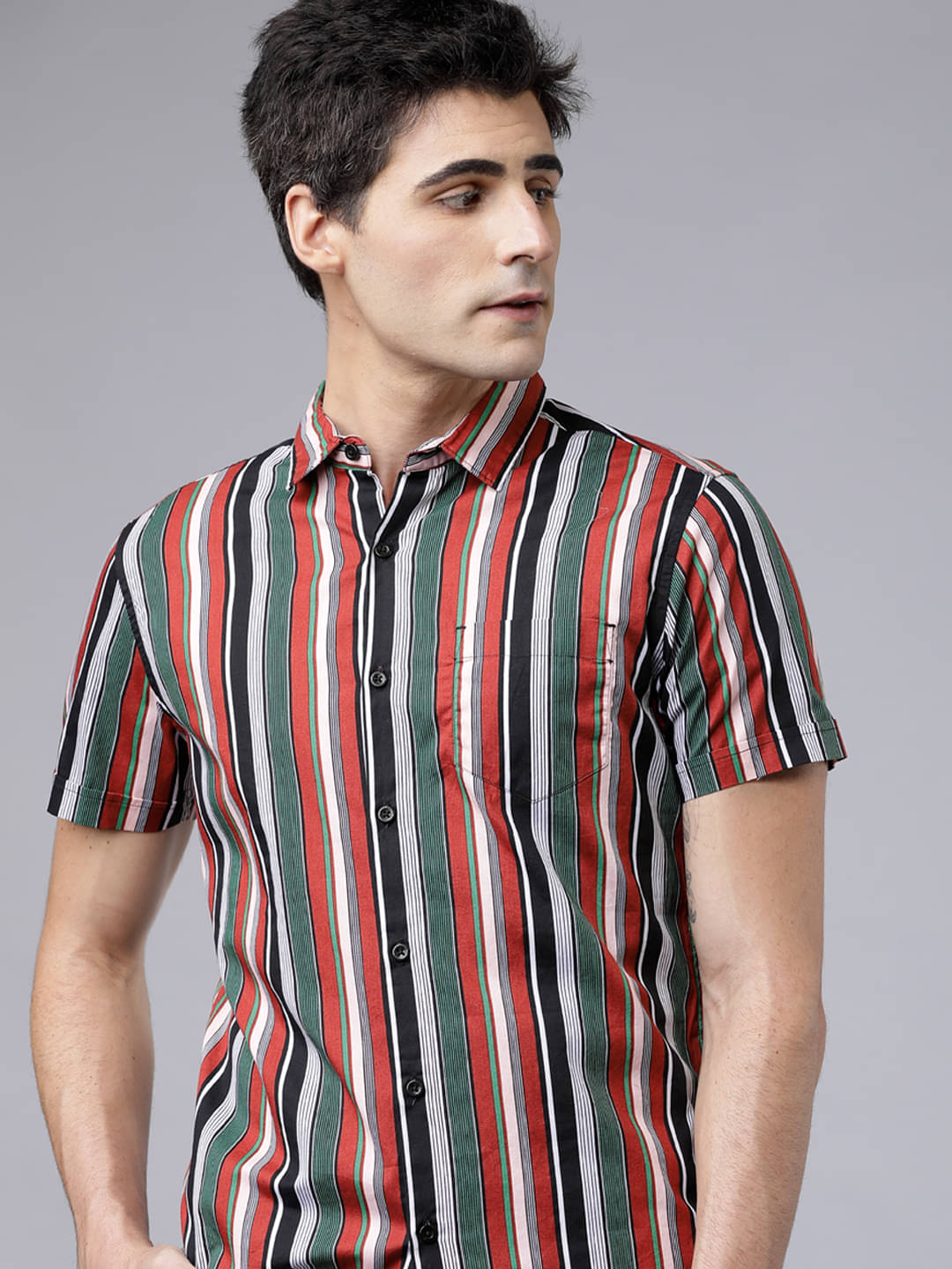     			Highlander 100% Cotton Slim Fit Printed Half Sleeves Men's Casual Shirt - Multicolor ( Pack of 1 )