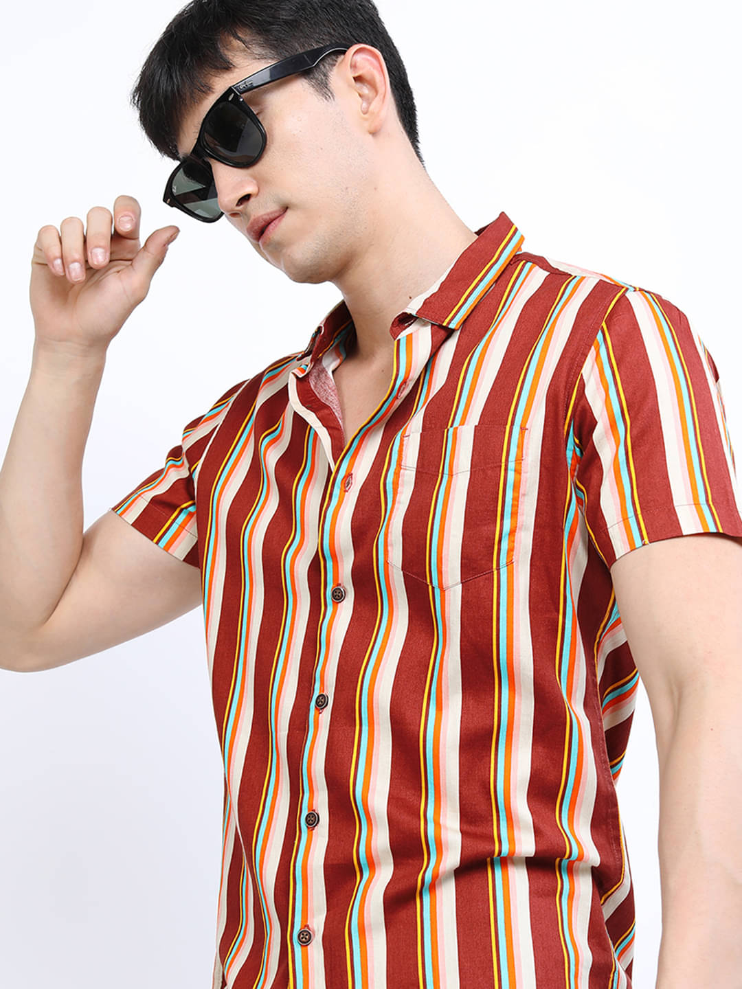 Highlander 100% Cotton Slim Fit Striped Half Sleeves Men's Casual Shirt - Maroon ( Pack of 1 ) Highlander 100% Cotton Slim Fit Striped Half Sleeves Men's Casual Shirt - Maroon ( Pack of 1 )