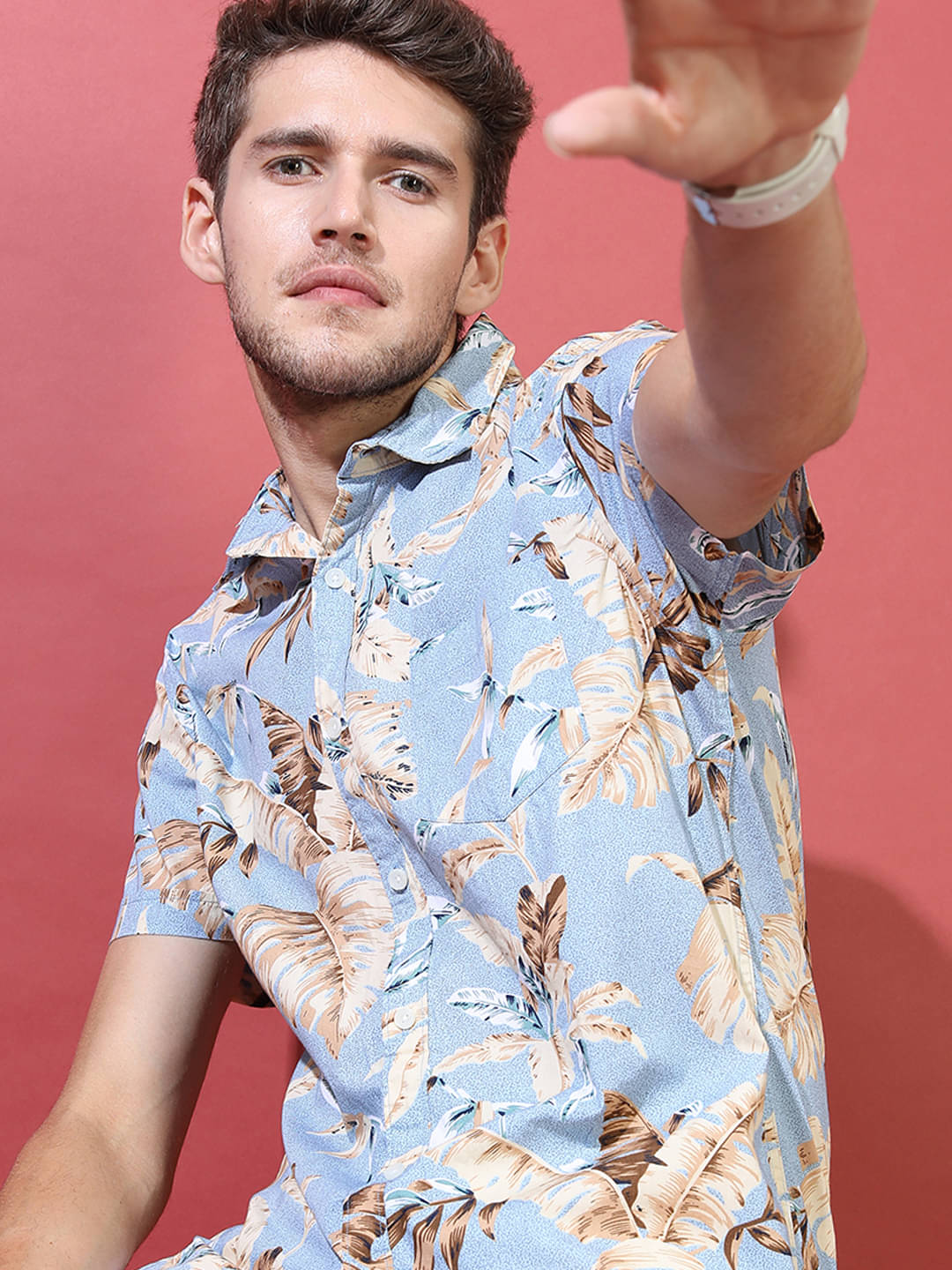     			Highlander 100% Cotton Slim Fit Printed Half Sleeves Men's Casual Shirt - Multicolor ( Pack of 1 )