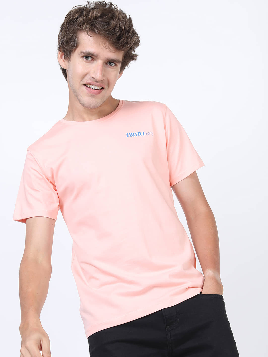 Highlander Men 100% Cotton Slim Fit Printed T-Shirt ( Pink )