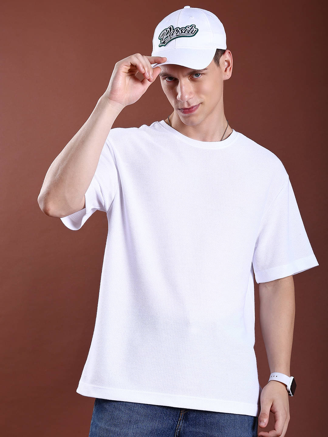     			Highlander Men Polyester Oversized Fit Solid T-Shirt ( White )