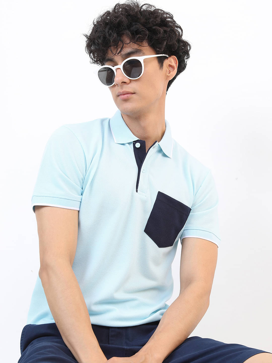    			Highlander Men Polyester Slim Fit Solid T-Shirt ( Blue )
