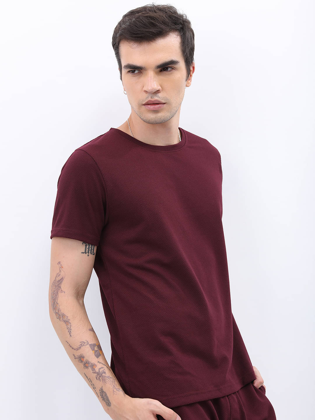 Highlander Men Polyester Slim Fit Solid T-Shirt ( Burgundy ) Highlander Men Polyester Slim Fit Solid T-Shirt ( Burgundy )
