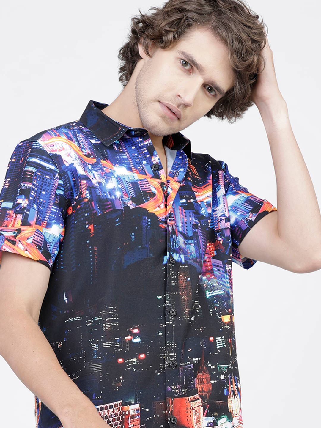     			Highlander Polyester Slim Fit Printed Half Sleeves Men's Casual Shirt - Multicolor ( Pack of 1 )