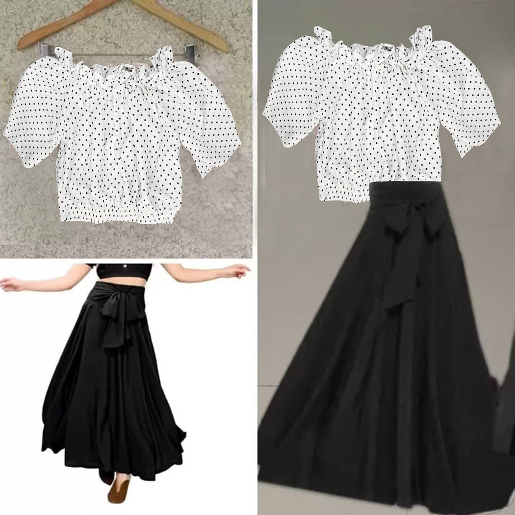 KAHARA Women Printed Top With Skirt Co-Ord Set ( Multicolor 2 )