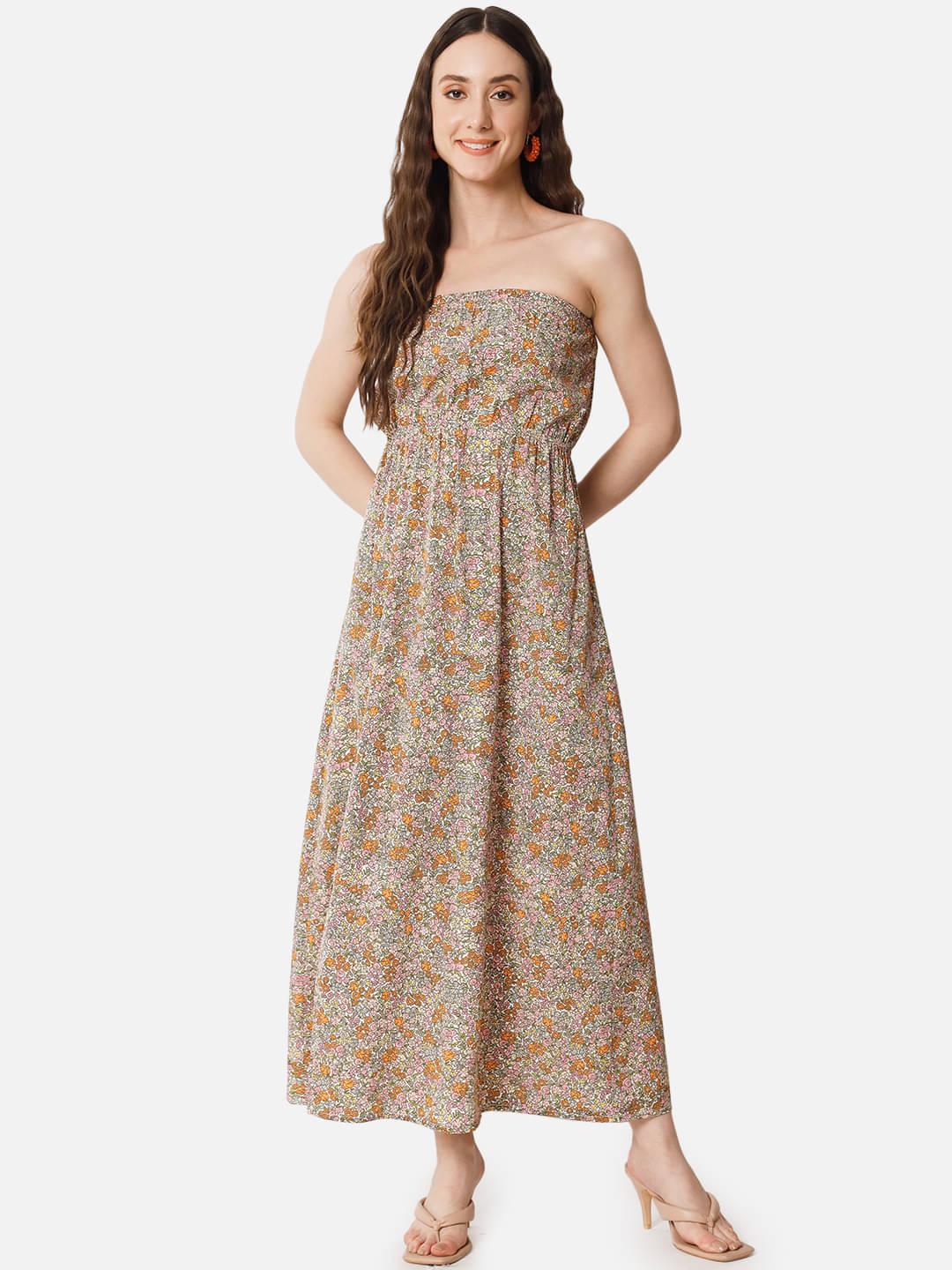 OTIRA Women's Crepe Printed Side Slit Dress ( Multicolor ) OTIRA Women's Crepe Printed Side Slit Dress ( Multicolor )