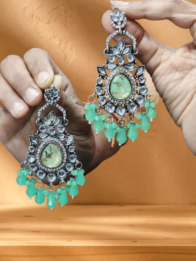     			Opus Gems Light Green Chandelier Earrings ( Pack of 1 )