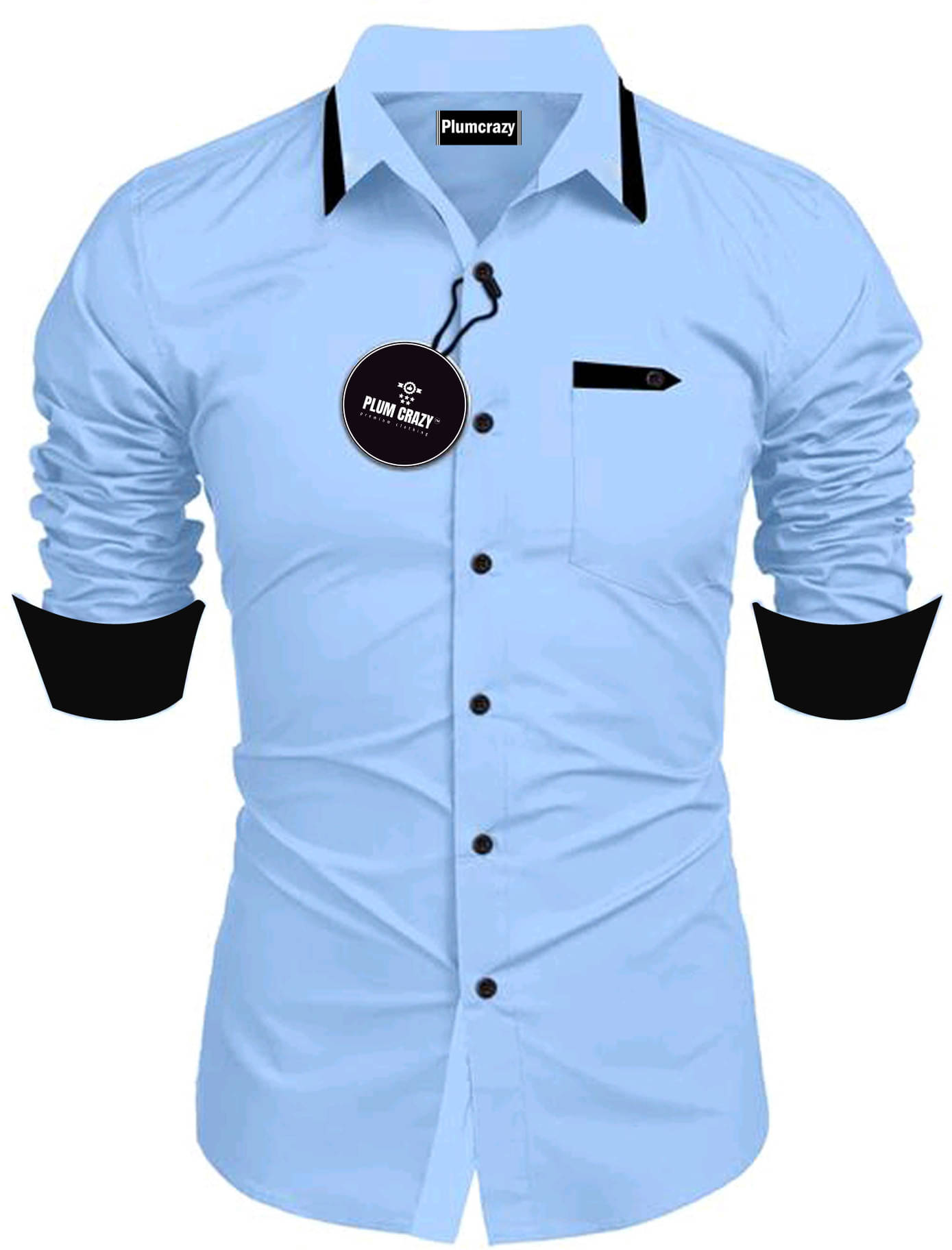 Plumcrazy Cotton Blend Regular Fit Solids Full Sleeves Men's Casual Shirt - Light Blue ( Pack of 1 ) Plumcrazy Cotton Blend Regular Fit Solids Full Sleeves Men's Casual Shirt - Light Blue ( Pack of 1 )
