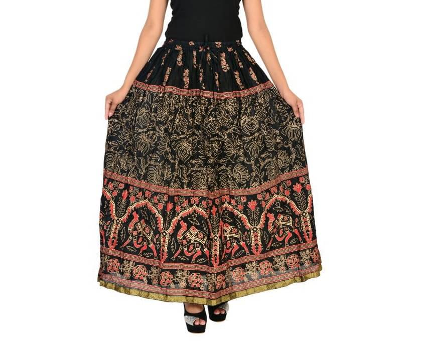 Rangsthali Black Rayon Women's Flared Skirt ( Pack of 1 ) Rangsthali Black Rayon Women's Flared Skirt ( Pack of 1 )