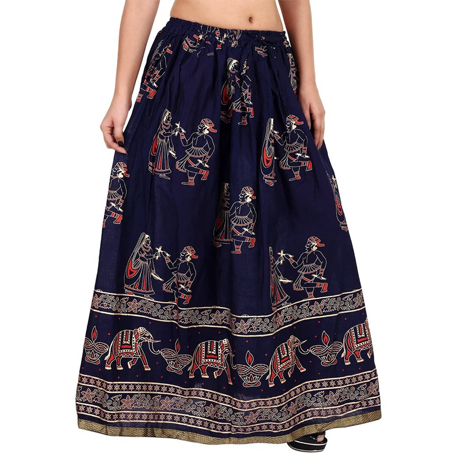     			Rangsthali Navy Rayon Women's Flared Skirt ( Pack of 1 )