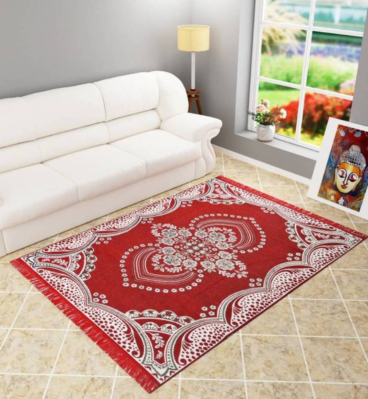     			The Fresh Livery Multi Cotton Carpet Floral 5x7 Ft