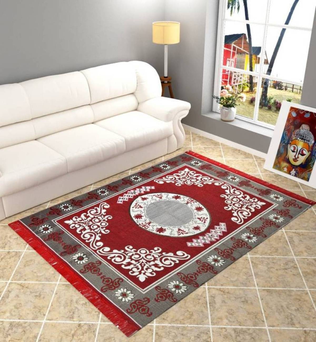     			The Fresh Livery Multi Cotton Carpet Floral 5x7 Ft