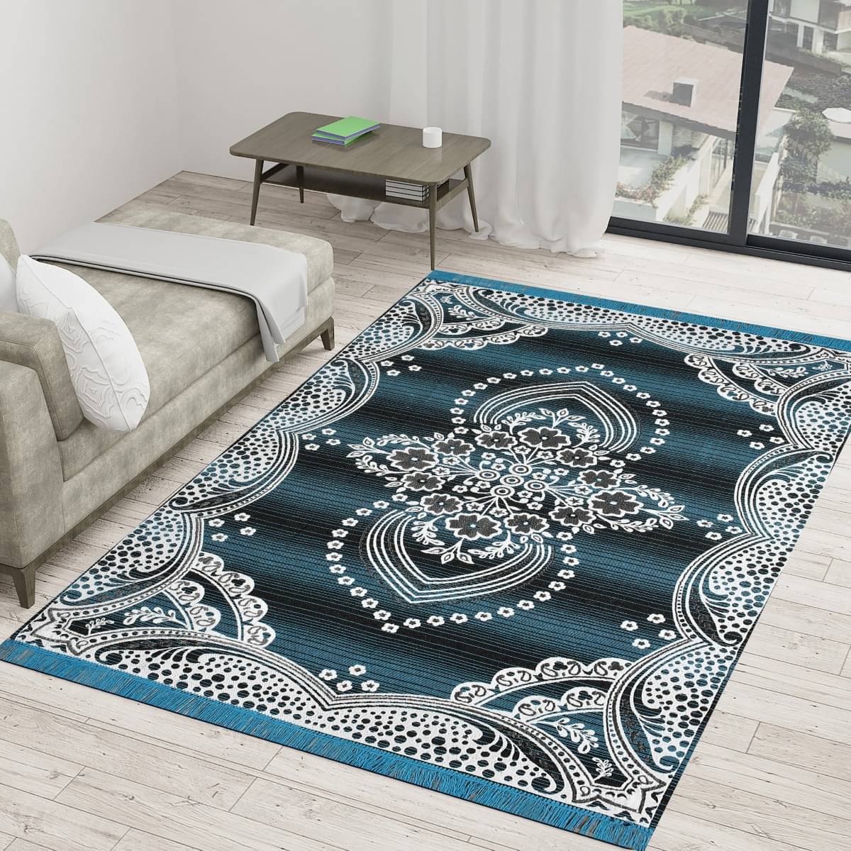     			The Fresh Livery Multi Cotton Carpet Floral 5x7 Ft