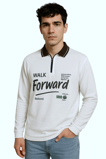     			Try This Men Cotton Blend Regular Fit Printed Polo T Shirt ( White )