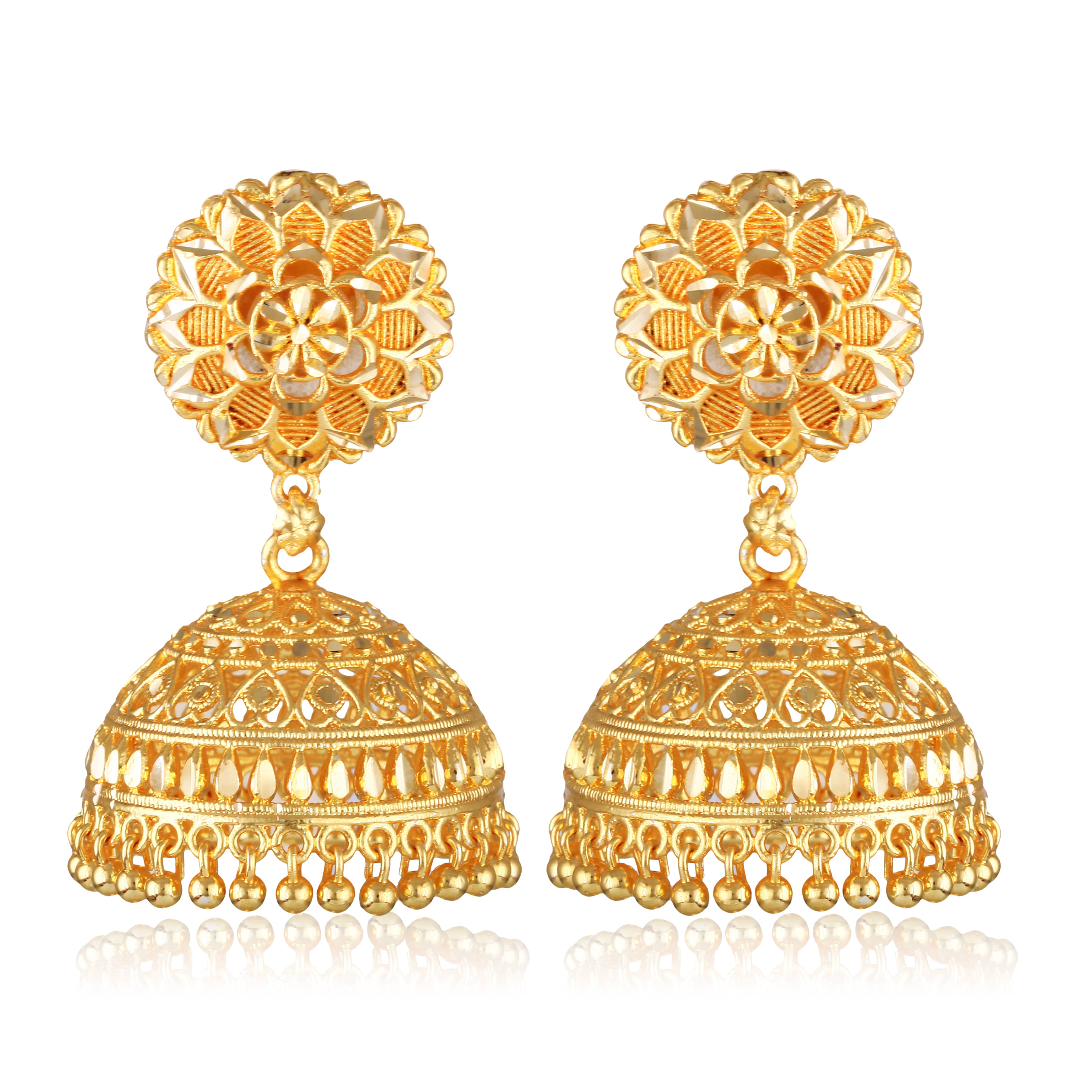 Vighnaharta Golden Jhumki Earrings ( Pack of 1 ) - Earrings | Buy online on ZillyBuy