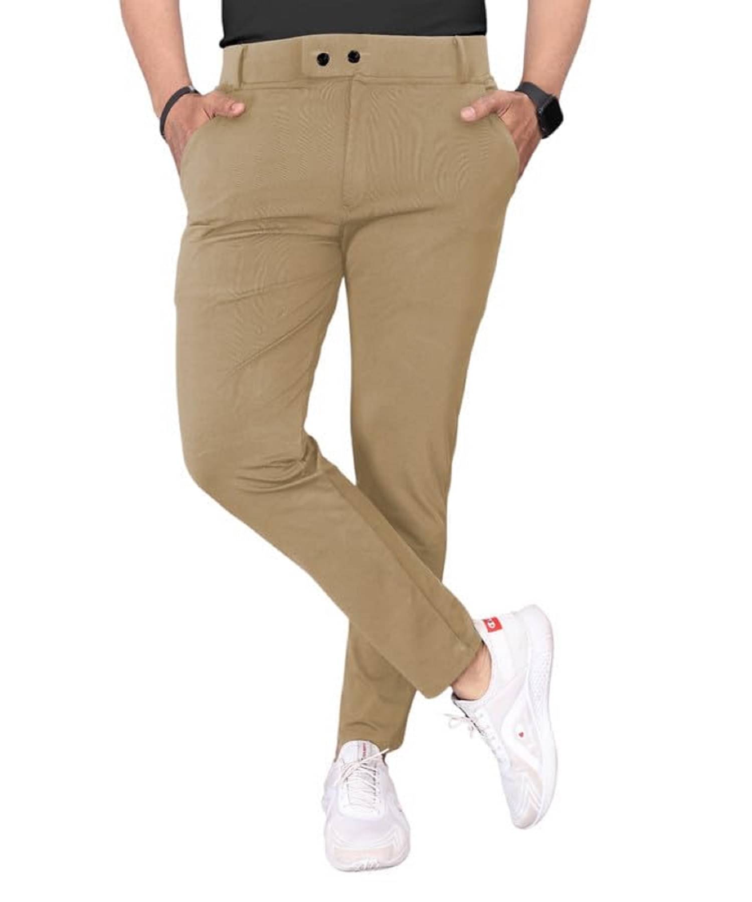     			Woozie Regular Flat Men's Chinos - Khaki ( Pack of 1 )