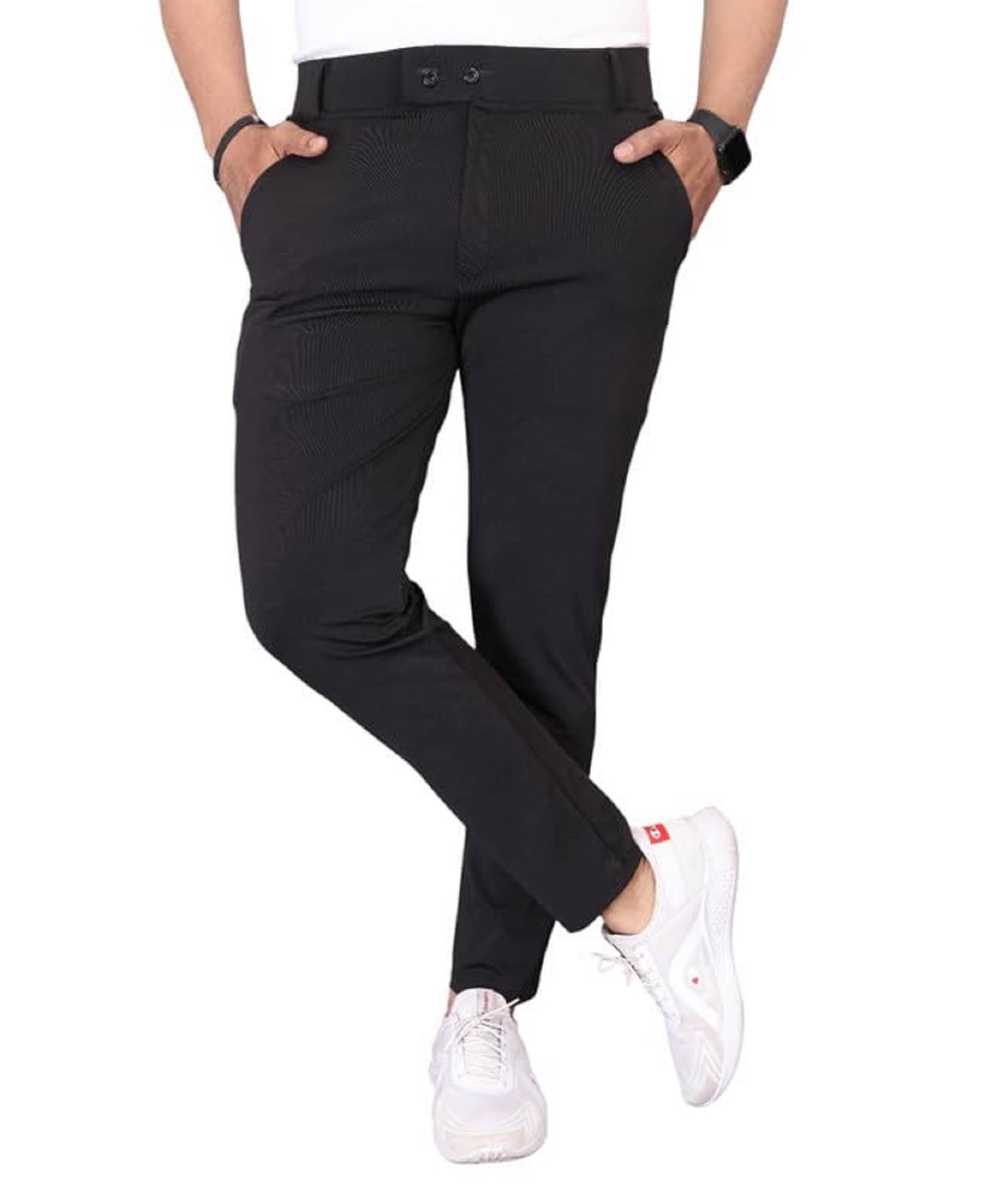     			Woozie Regular Flat Men's Chinos - Black ( Pack of 1 )