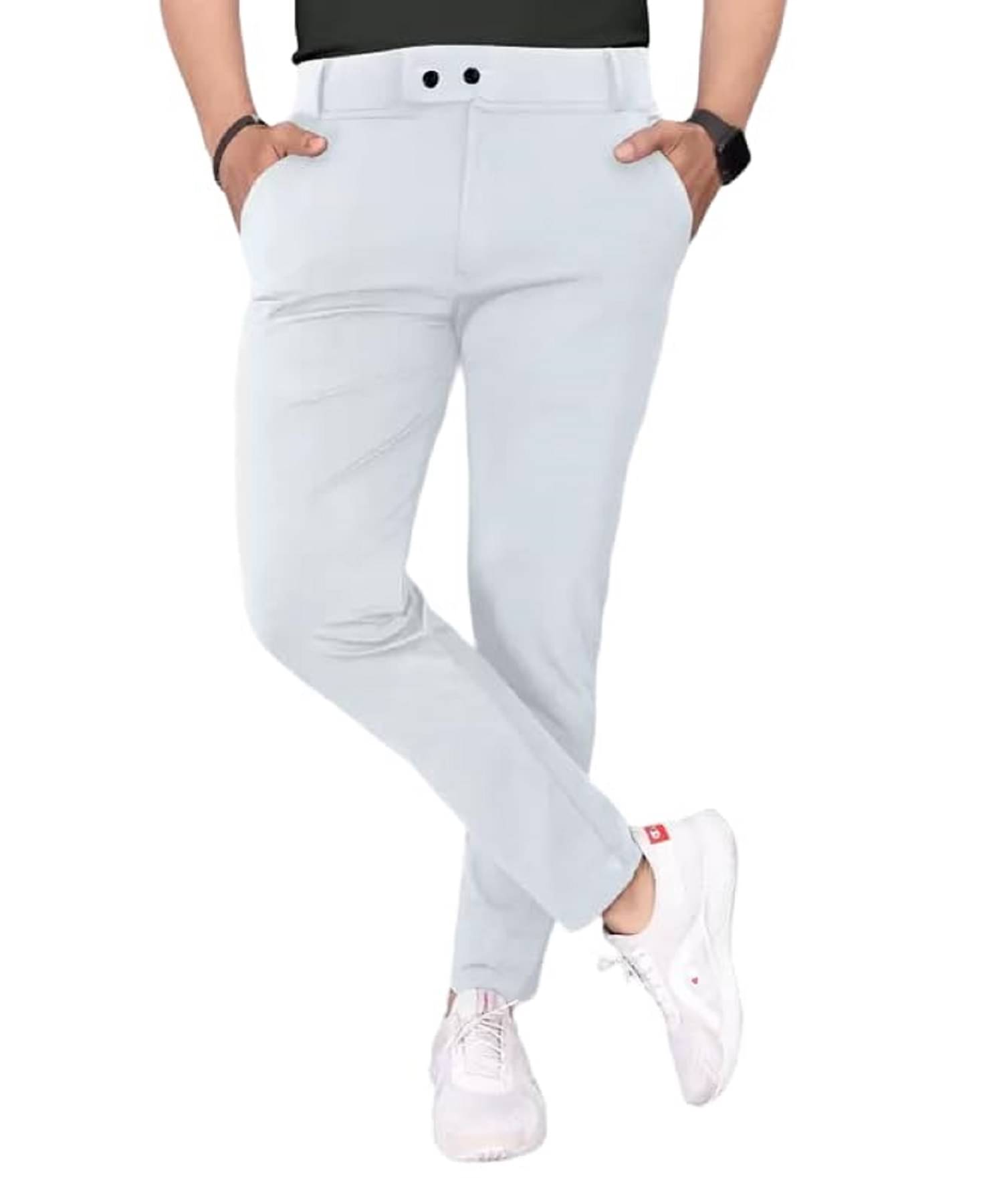     			Woozie Regular Flat Men's Chinos - White ( Pack of 1 )