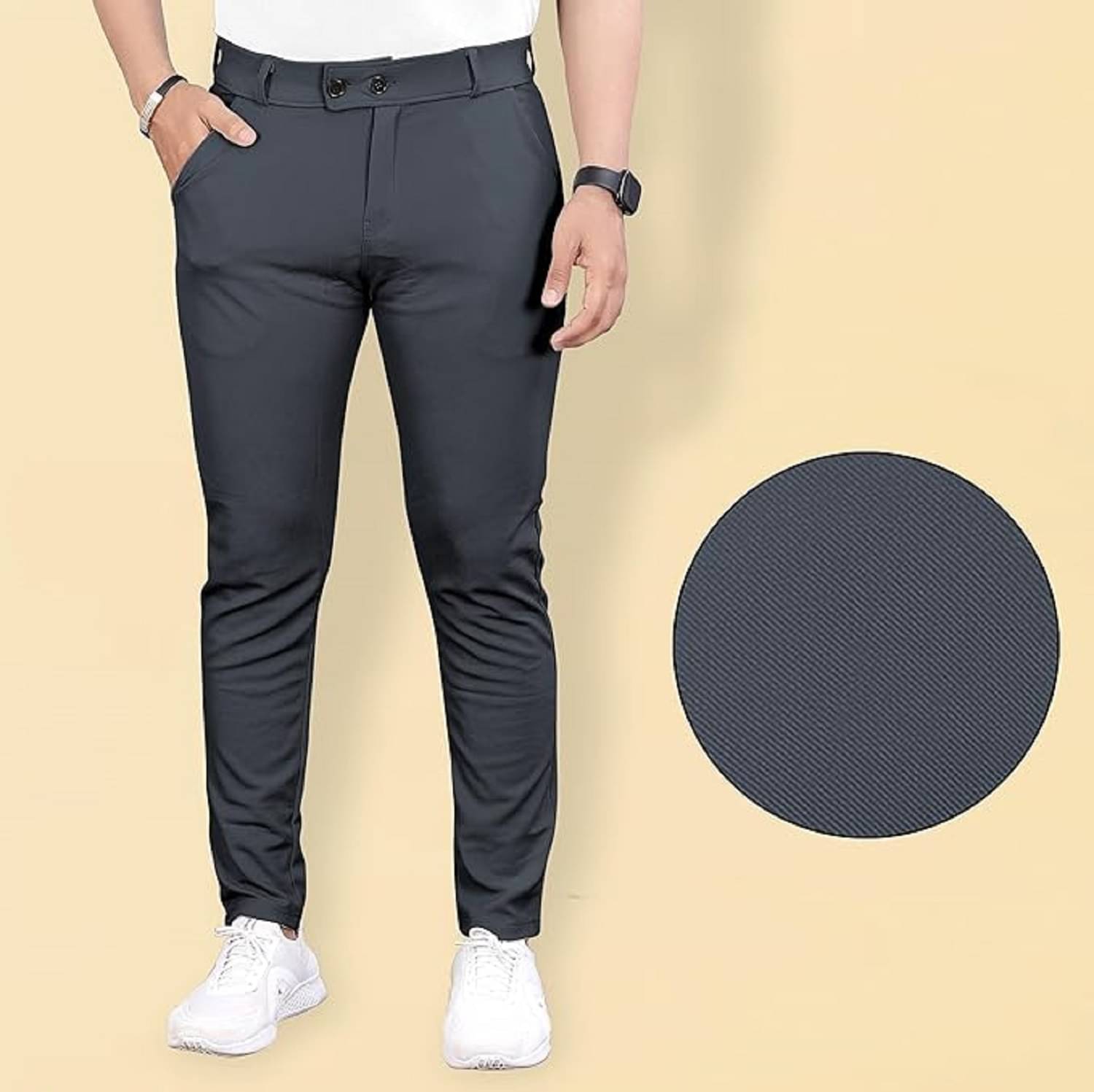     			Woozie Regular Flat Men's Chinos - Dark Grey ( Pack of 1 )