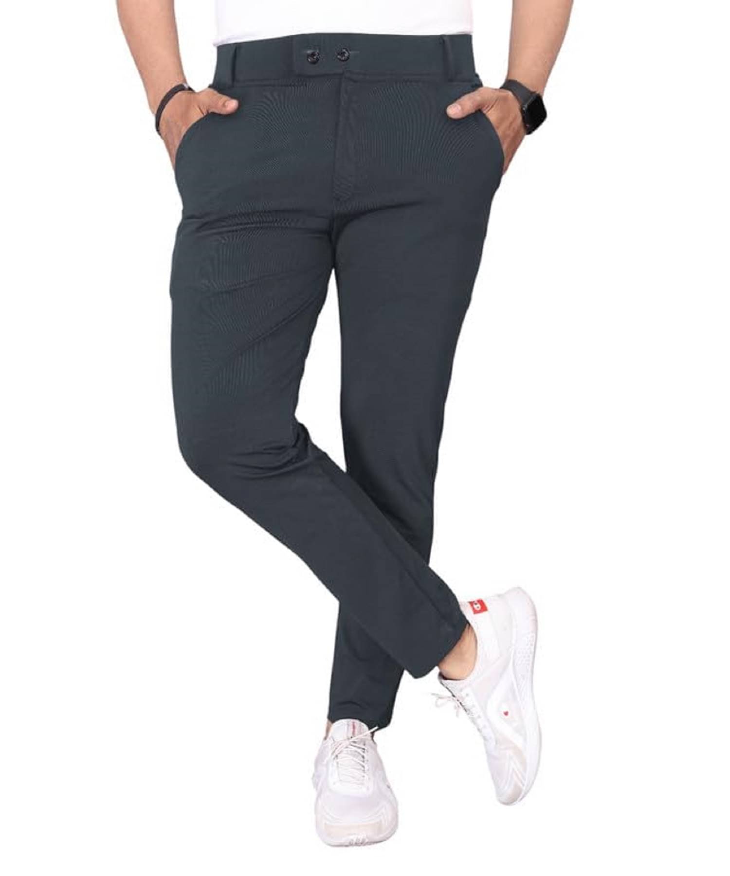     			Woozie Regular Flat Men's Chinos - Dark Grey ( Pack of 1 )