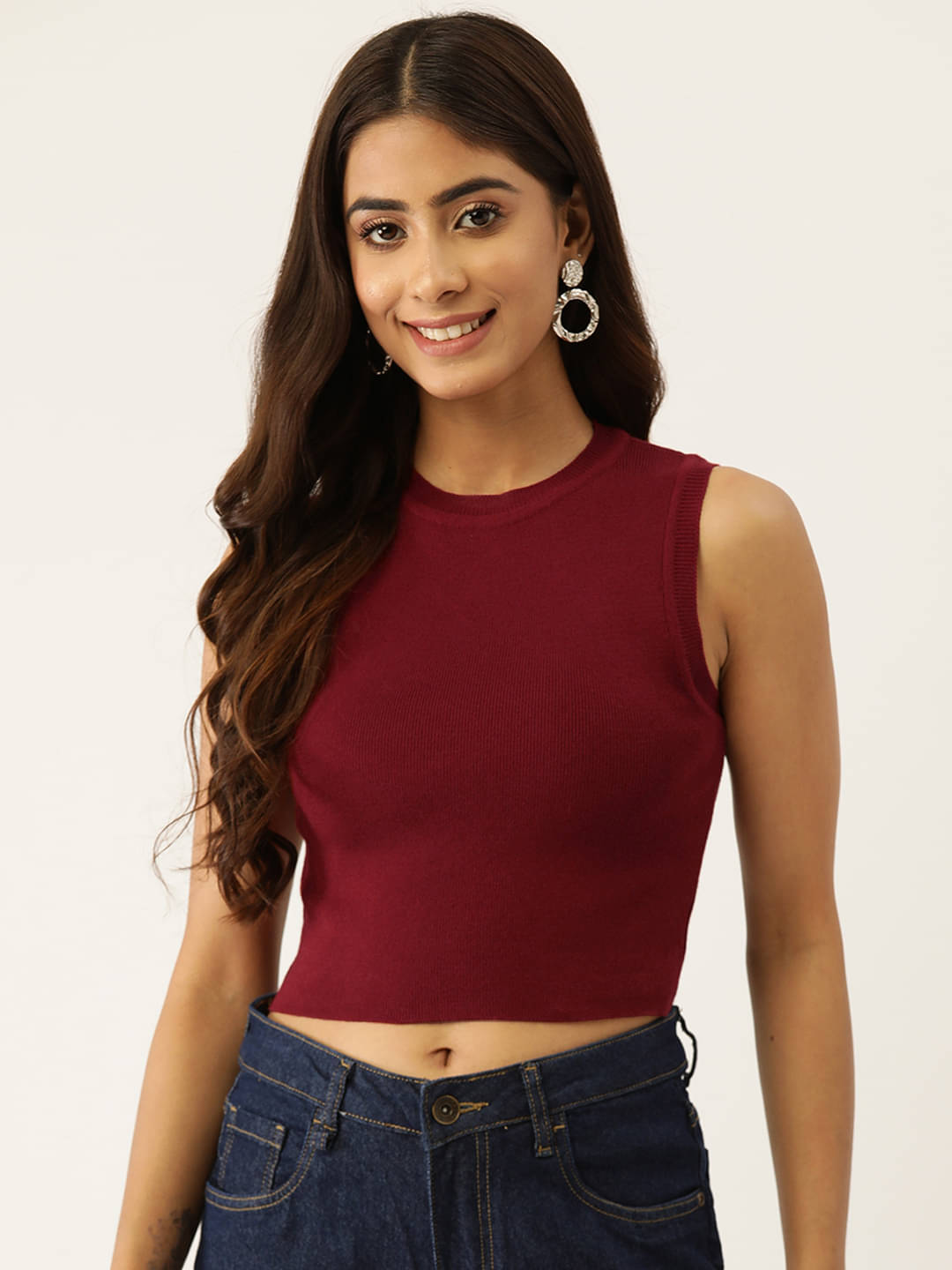     			femea Women's Cotton Blend Crop Top ( Maroon )