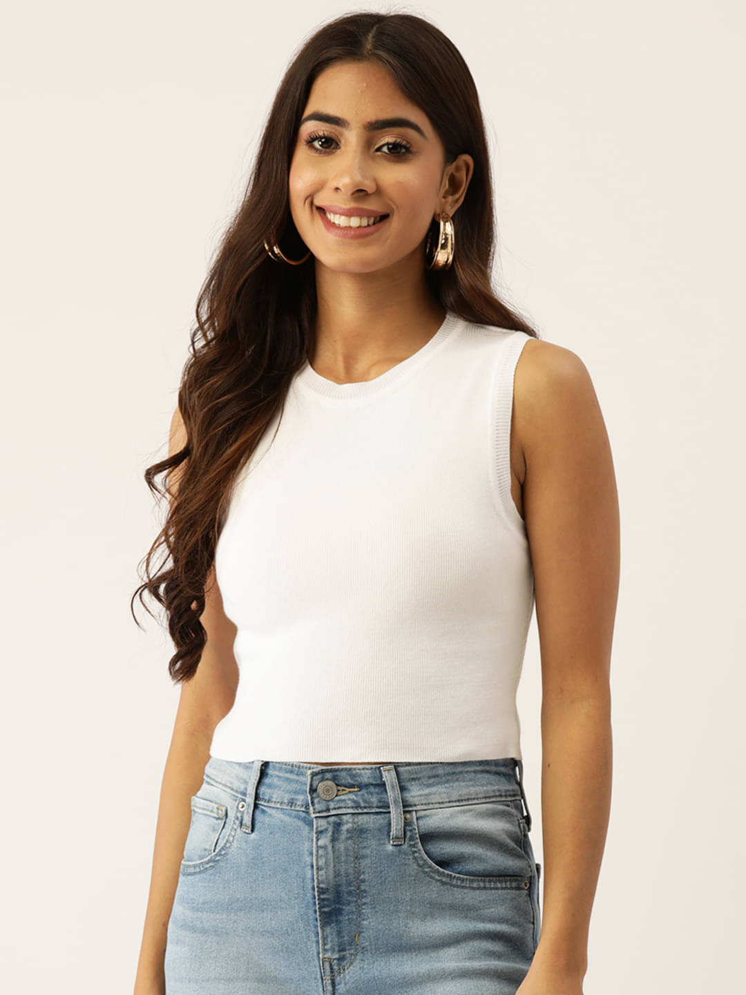     			femea Women's Cotton Blend Crop Top ( White )