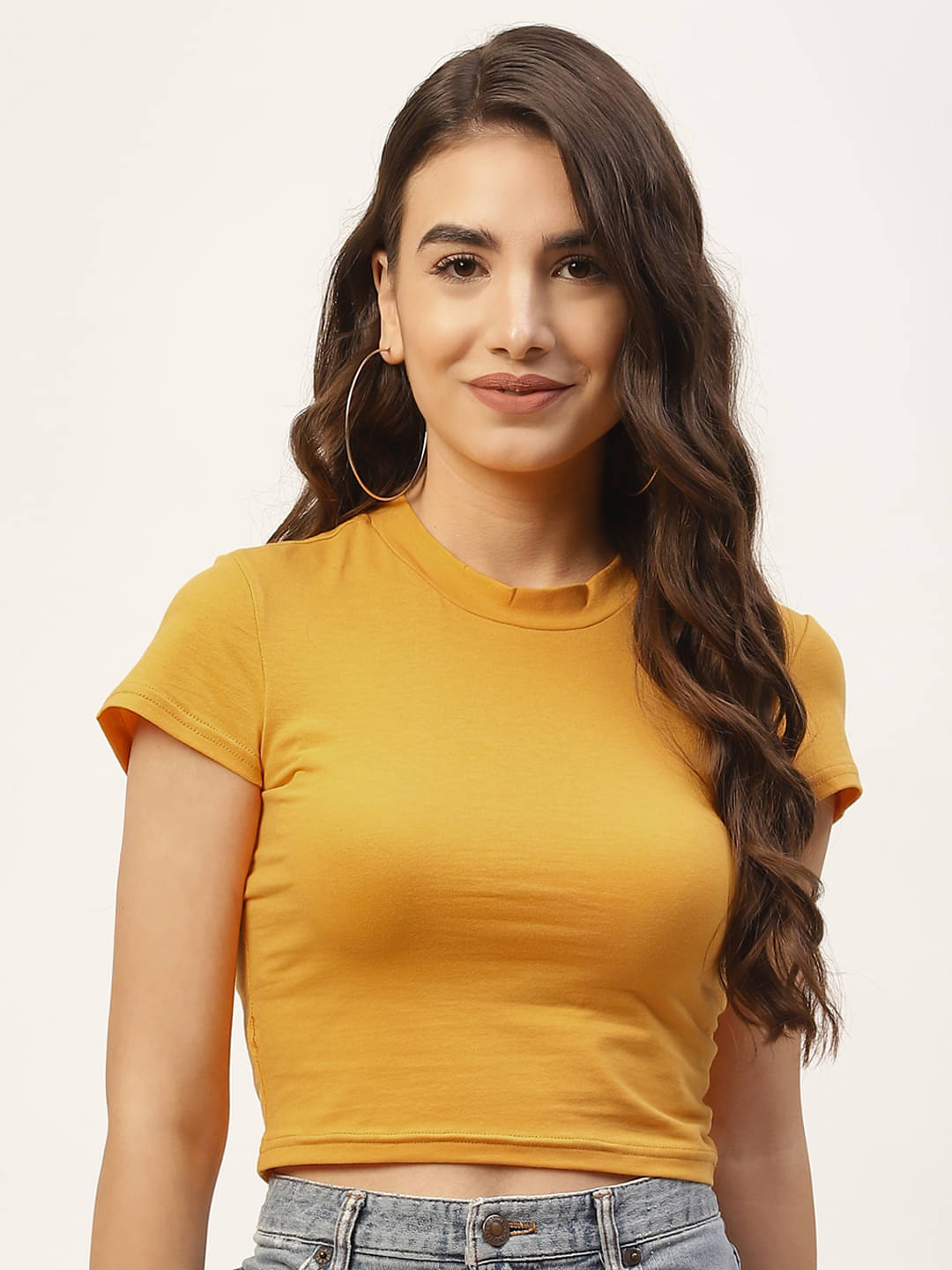     			femea Women's Cotton Crop Top ( Yellow )