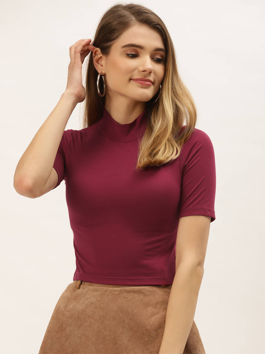     			femea Women's Cotton Crop Top ( Fluorescent Pink )