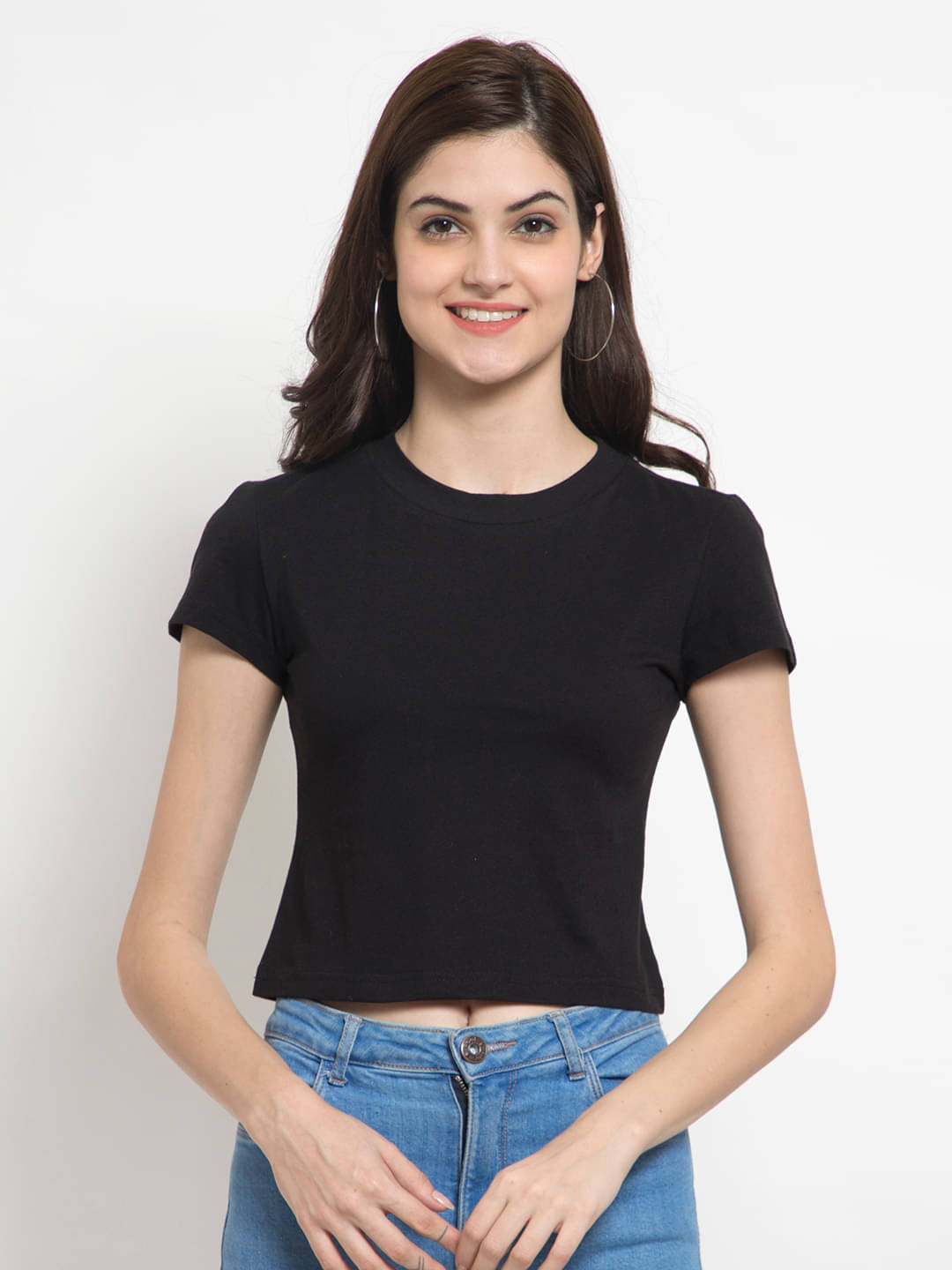 femea Women's Cotton Crop Top ( Black )     			femea Women's Cotton Crop Top ( Black )