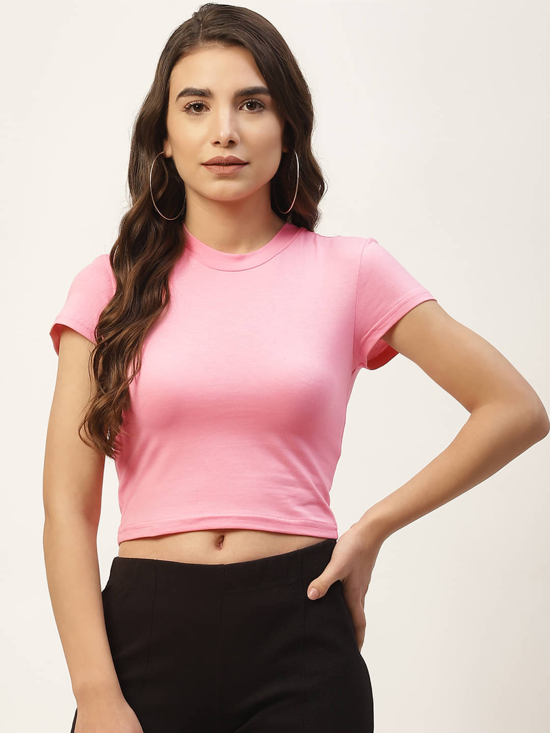 femea Women's Cotton Crop Top ( Pink ) femea Women's Cotton Crop Top ( Pink )