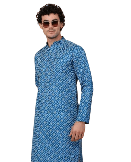     			vesta exports Blue Cotton Men's Regular Kurta ( Pack of 1 )