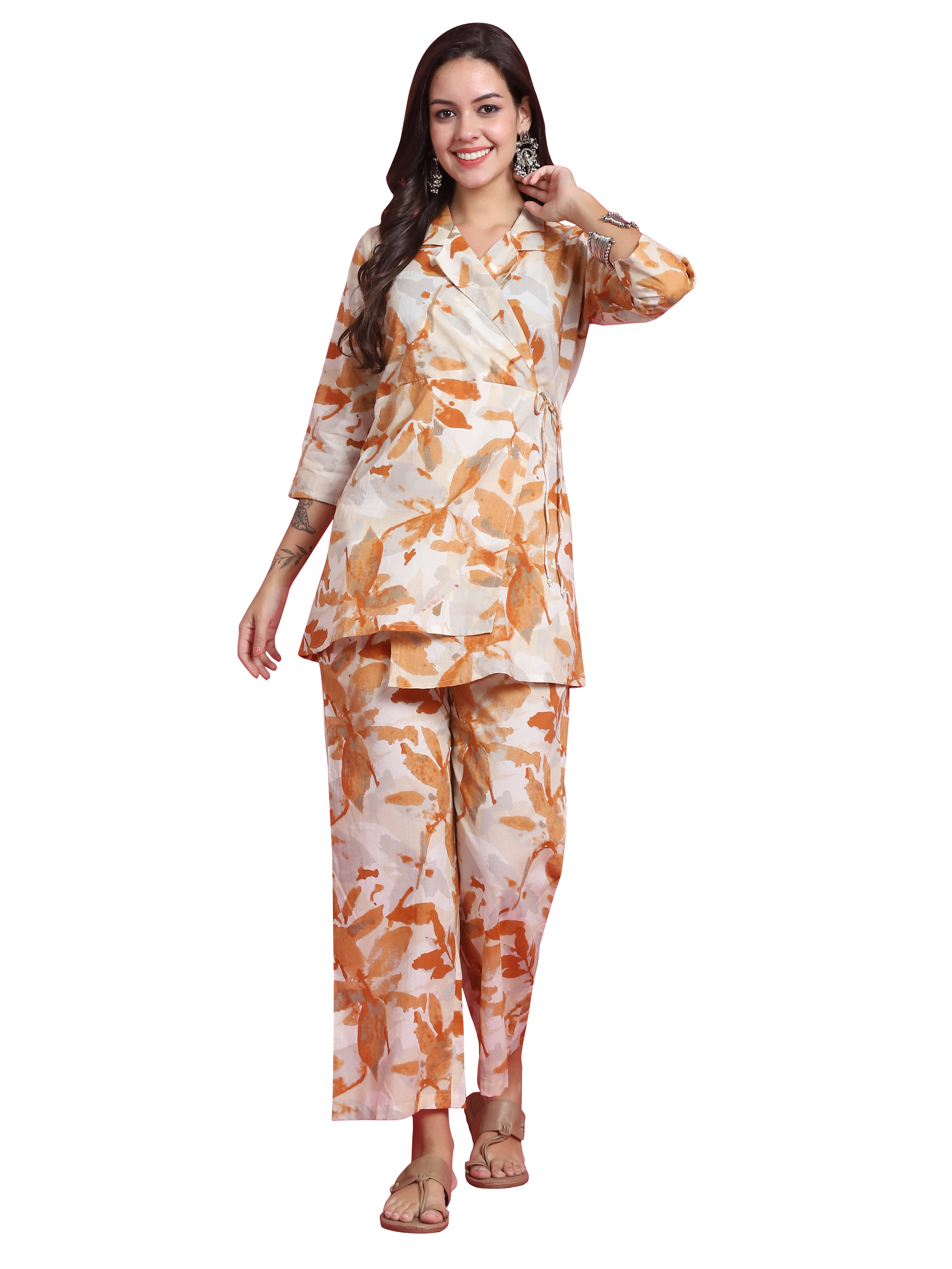 wonder weave Women Printed Tunic With Trousers Co-Ord Set ( White ) wonder weave Women Printed Tunic With Trousers Co-Ord Set ( White )