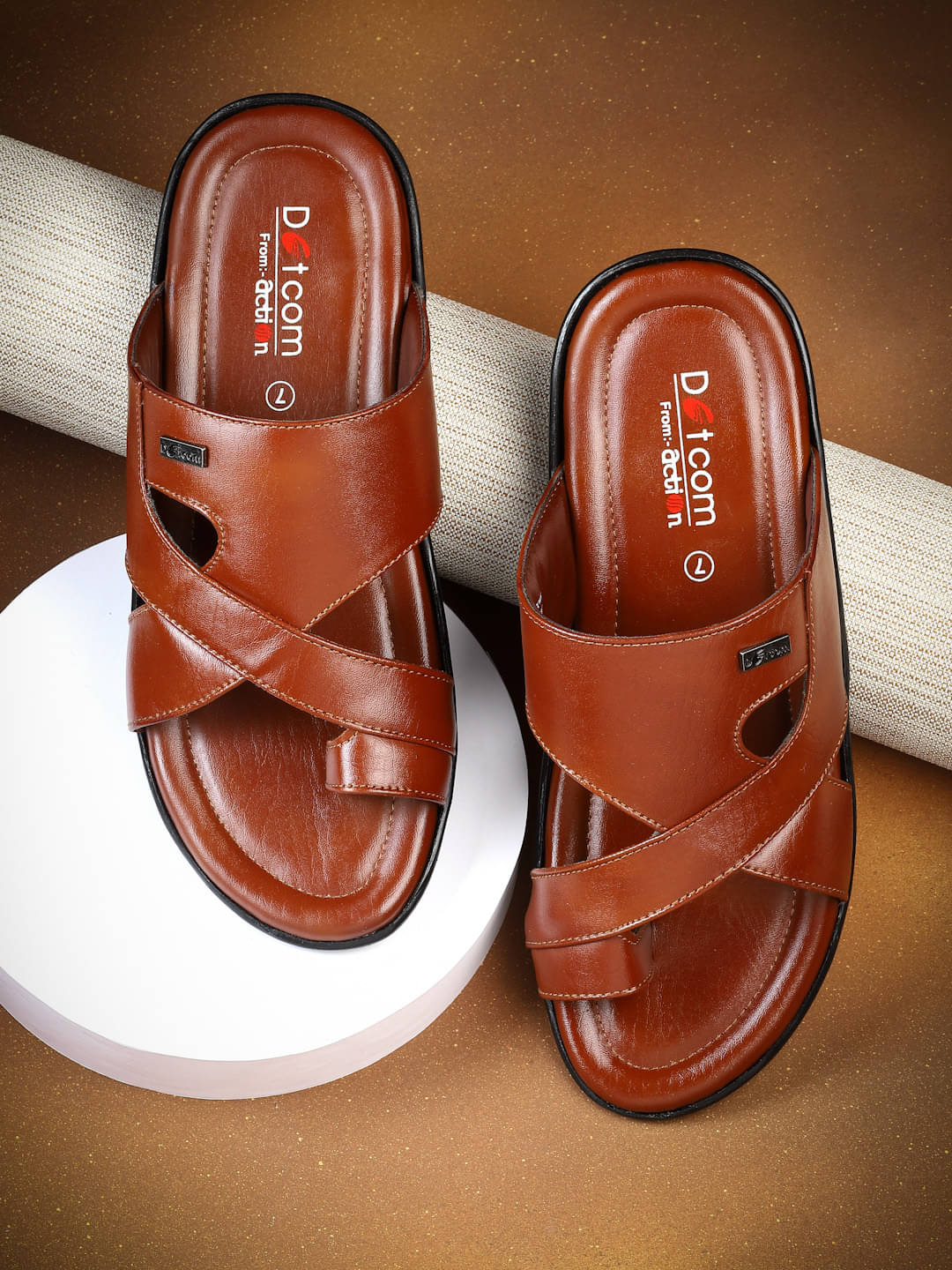     			Action Tan Men's Leather Slipper
