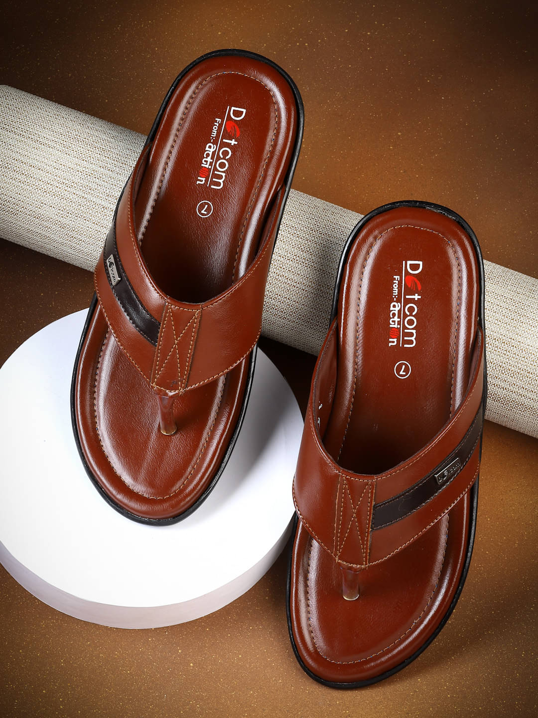     			Action Tan Men's Leather Slipper