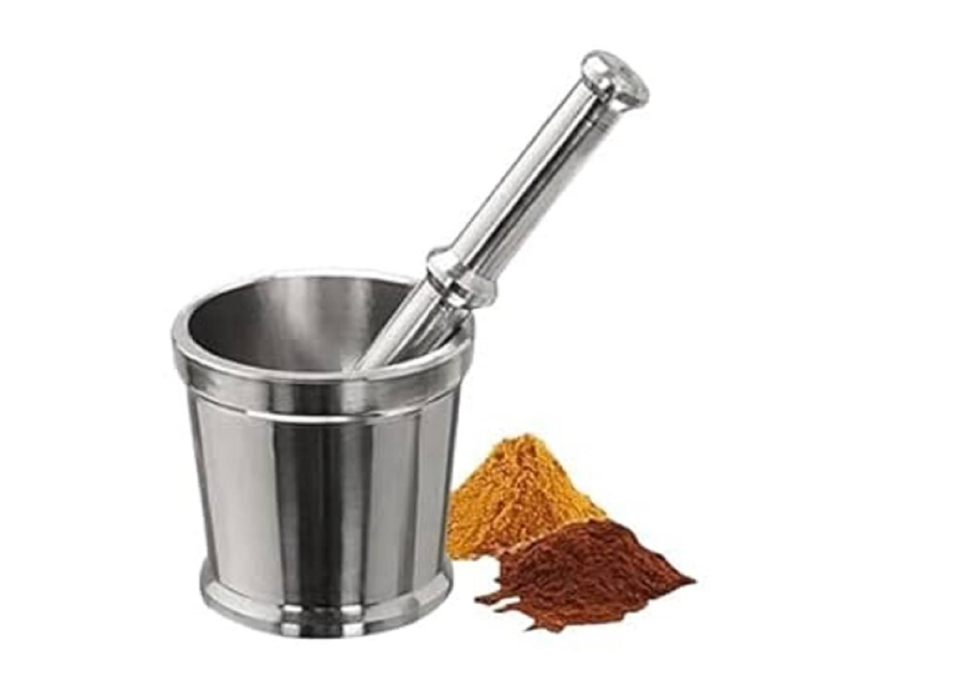 Analog Kitchenware Silver Stainless Steel Mini Khalbatta, Mortar & Pestel, ( Set of 1 )     			Analog Kitchenware Silver Stainless Steel Mini Khalbatta, Mortar & Pestel, ( Set of 1 )