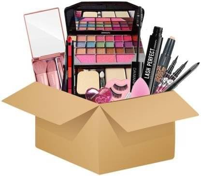     			DAIMANPU Makeup Kit ( Eyeshadow Palette, Heart Lipgloss, Contour, Eyeliners, Makeup Brush, Eyelash and More )